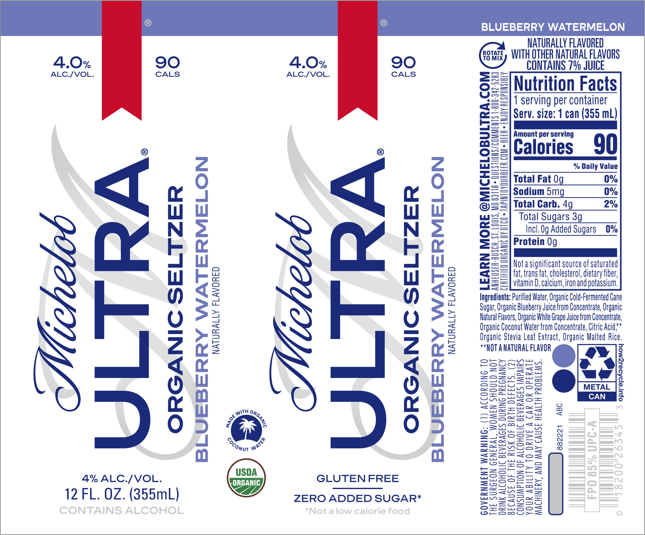 TABC label artwork for MICHELOB ULTRA ORGANIC SELTZER BLUEBERRY WATERMELON