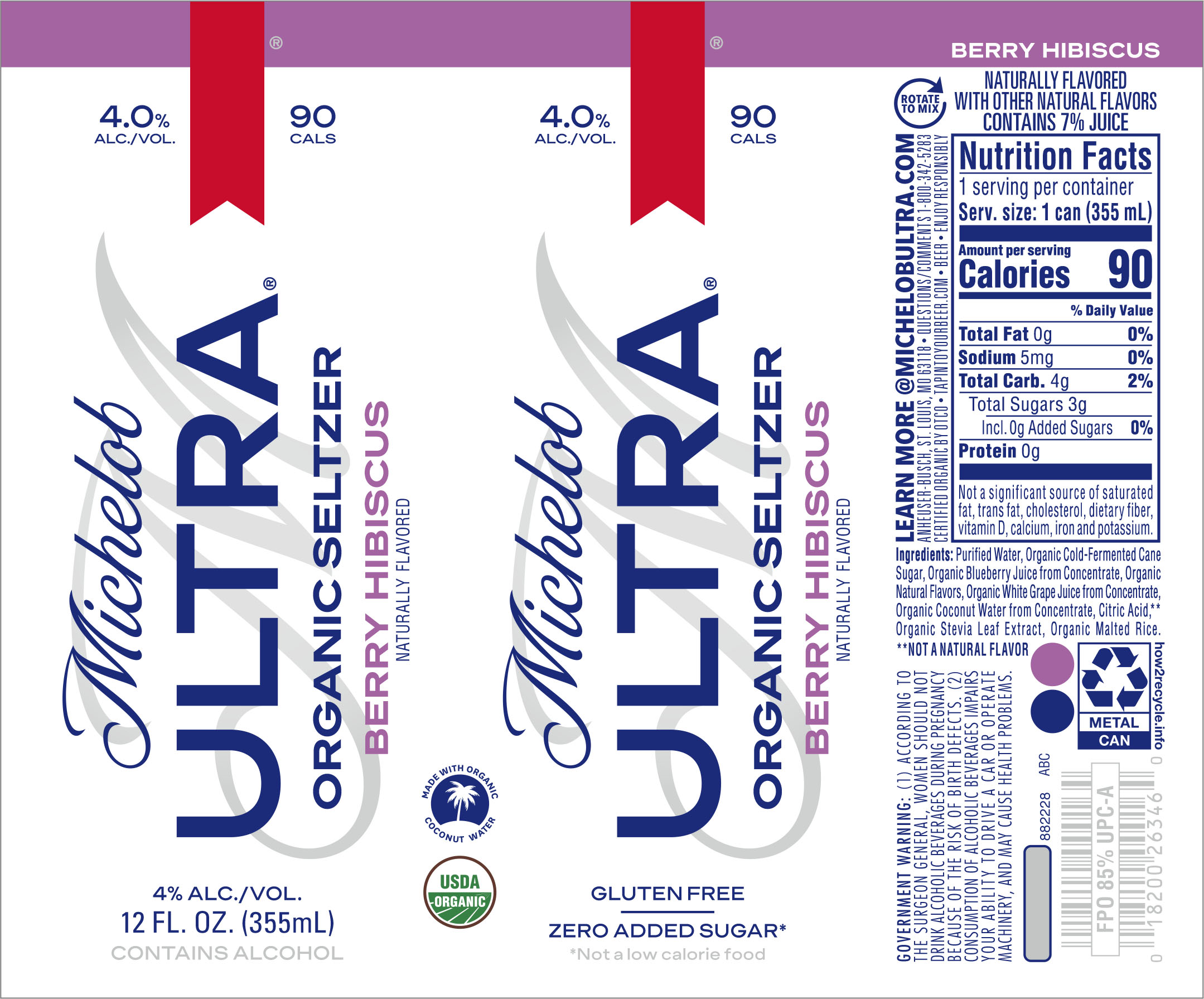TABC label artwork for MICHELOB ULTRA ORGANIC SELTZER BERRY HIBISCUS 12 OZ. CAN