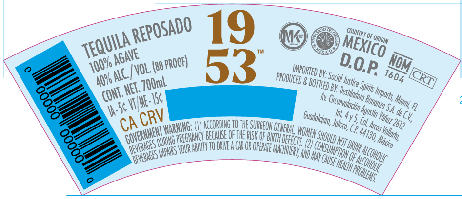 TABC label artwork for 1953 Tequila Reposado