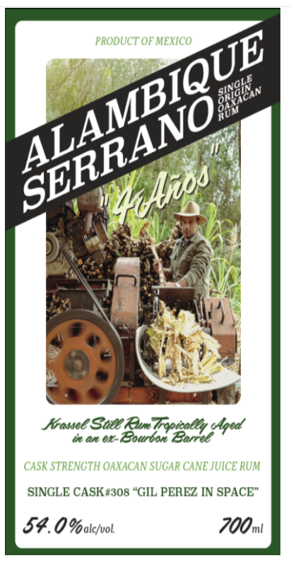 TABC label artwork for Alambique Serrano 4 Anos #308