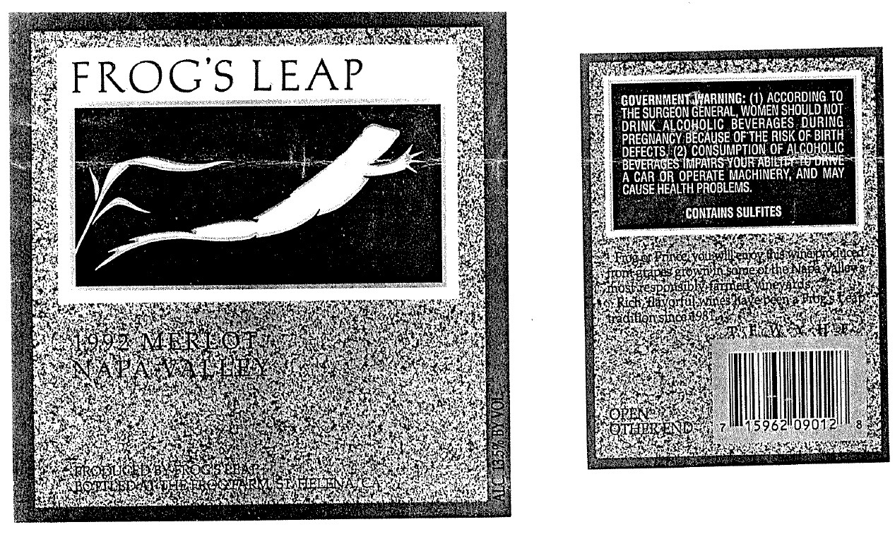 TABC label artwork for Frog's Leap Merlot Napa Valley
