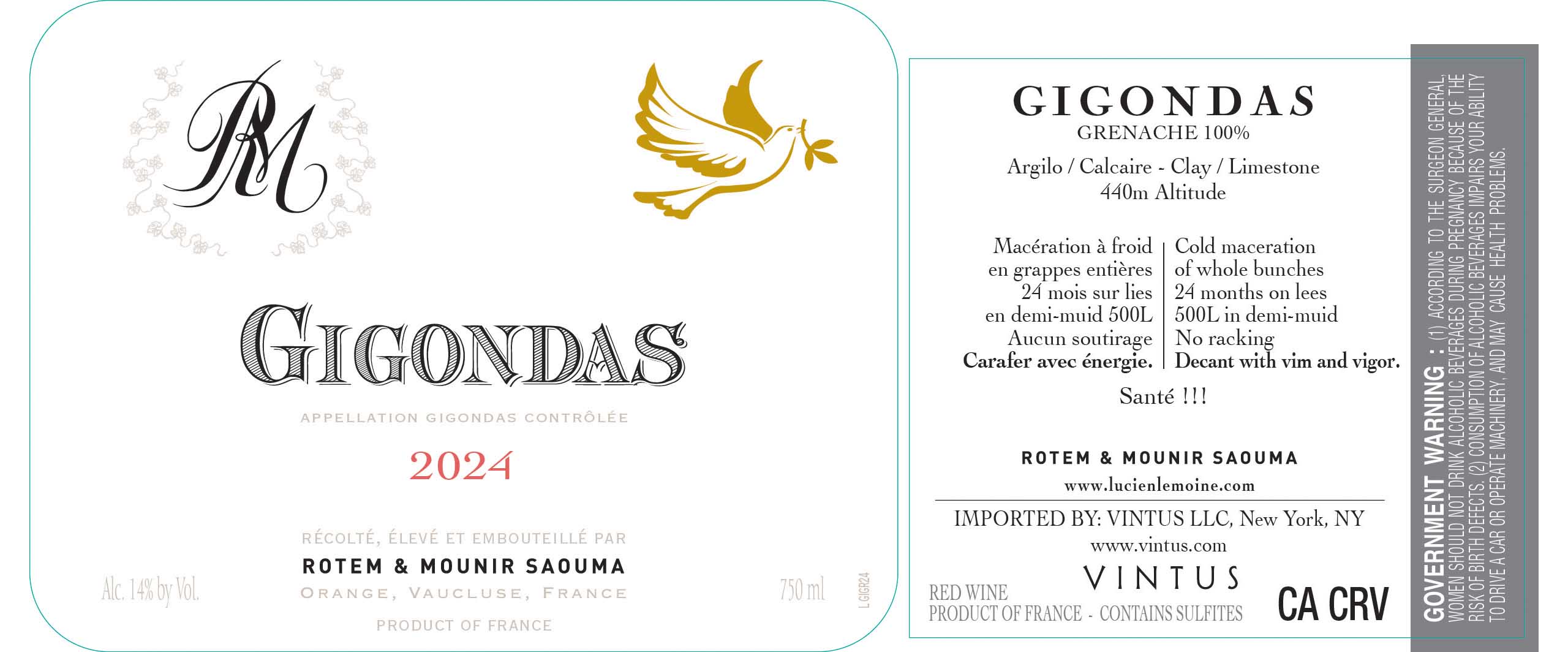 TABC label artwork for Rotem & Mounir Saouma Gigondas Rouge