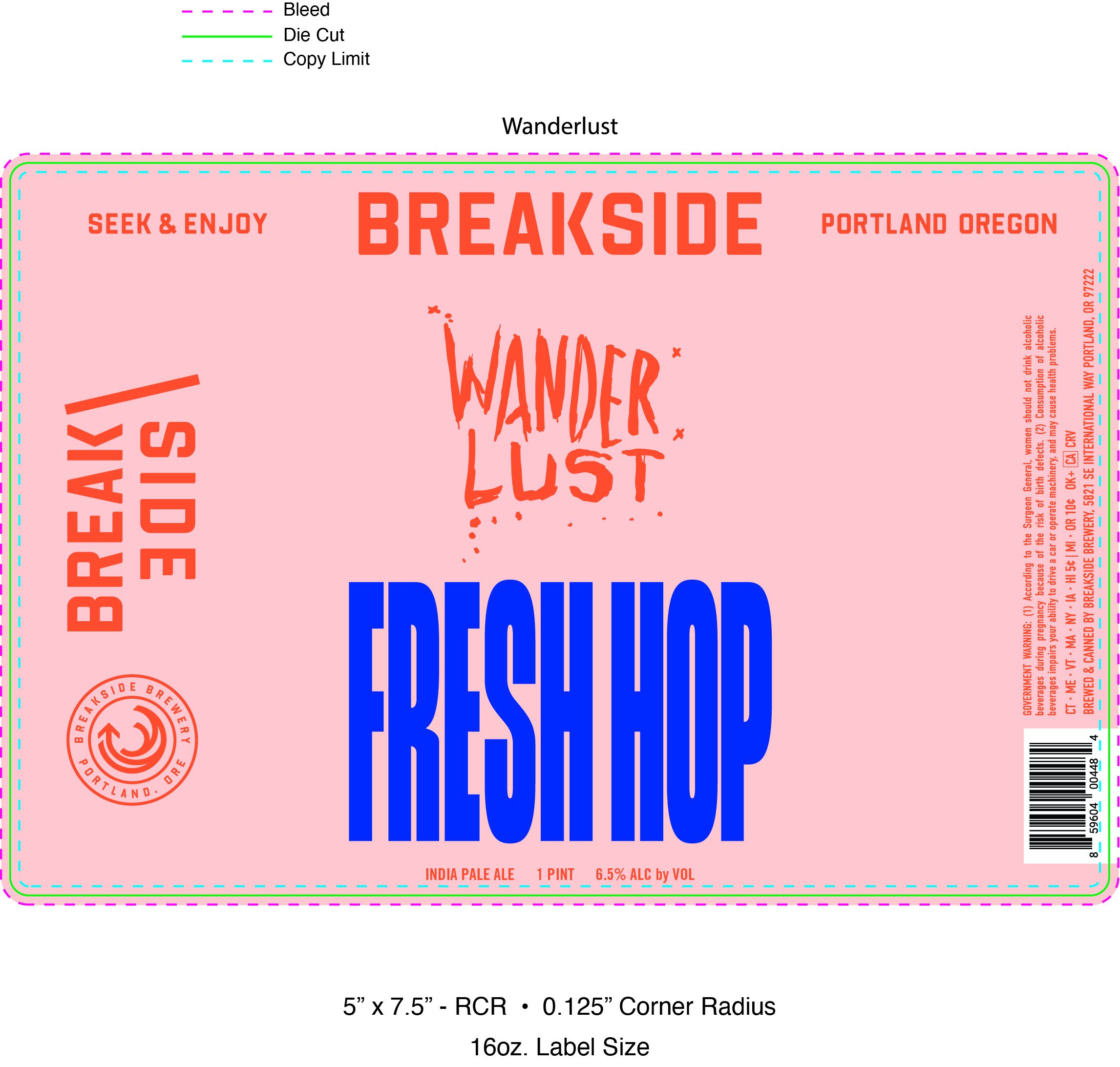 TABC label artwork for Fresh Hop Wanderlust IPA