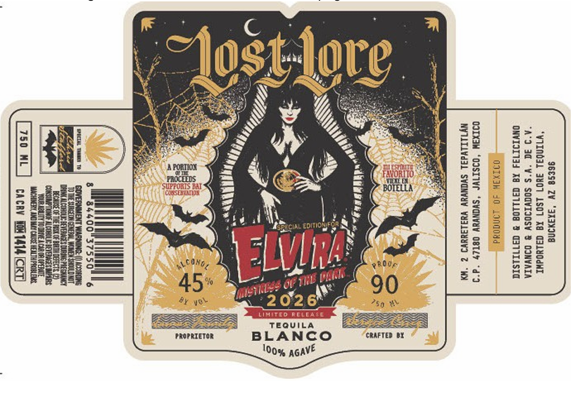 TABC label artwork for LOST LORE TEQUILA ELVIRA BLANCO