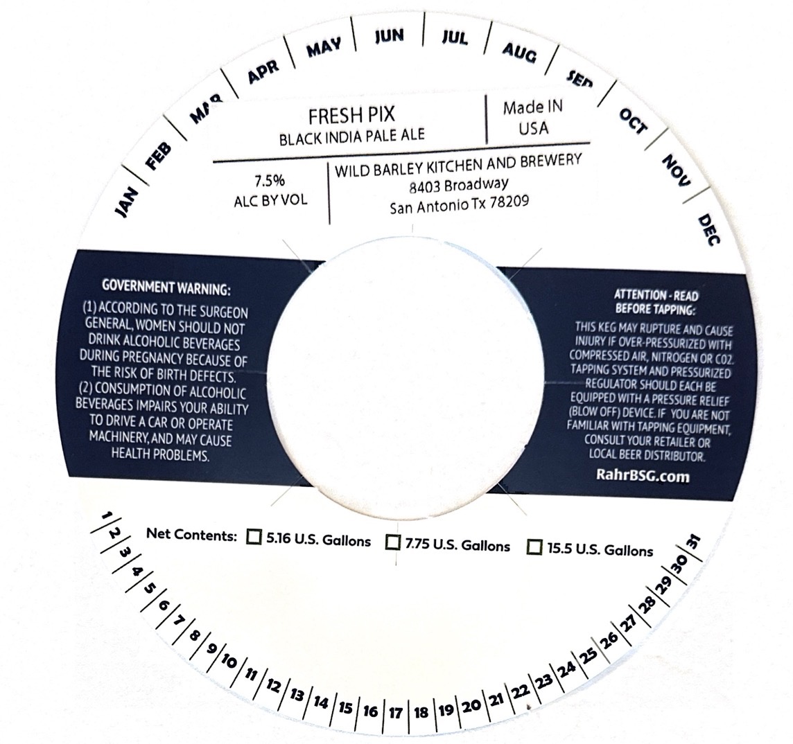 TABC label artwork for Fresh Pix