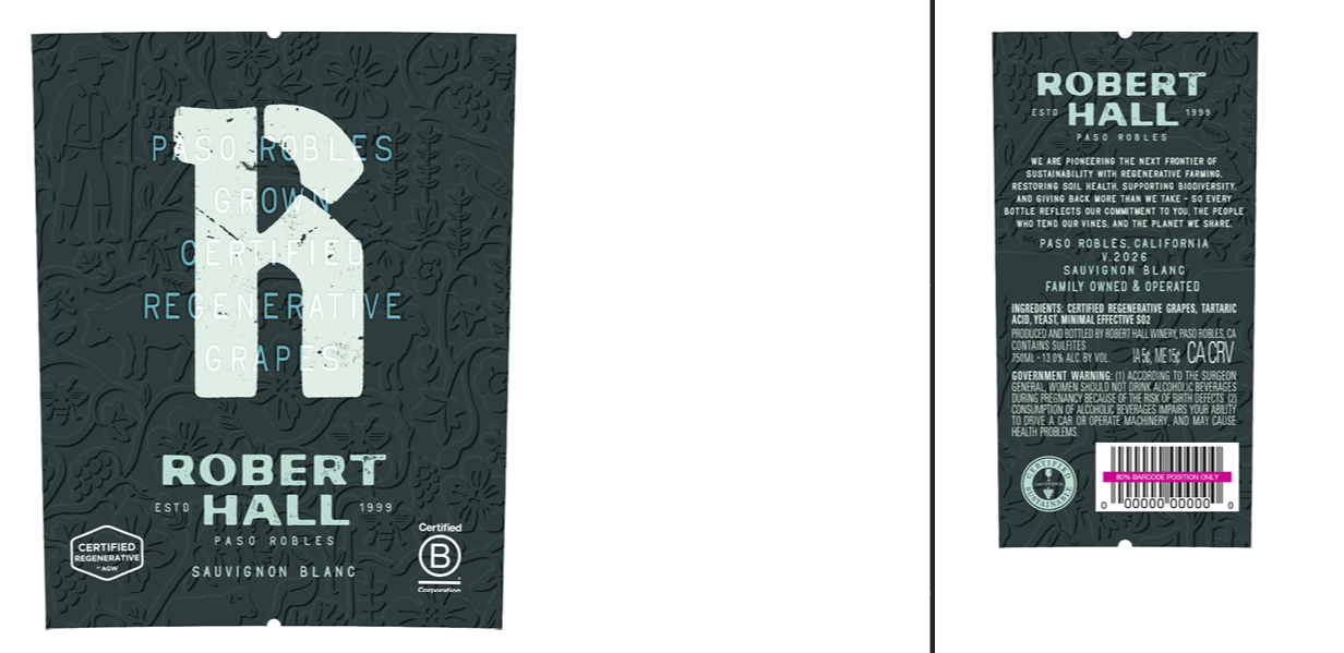 TABC label artwork for ROBERT HALL SAUVIGNON BLANC PASO ROBLES