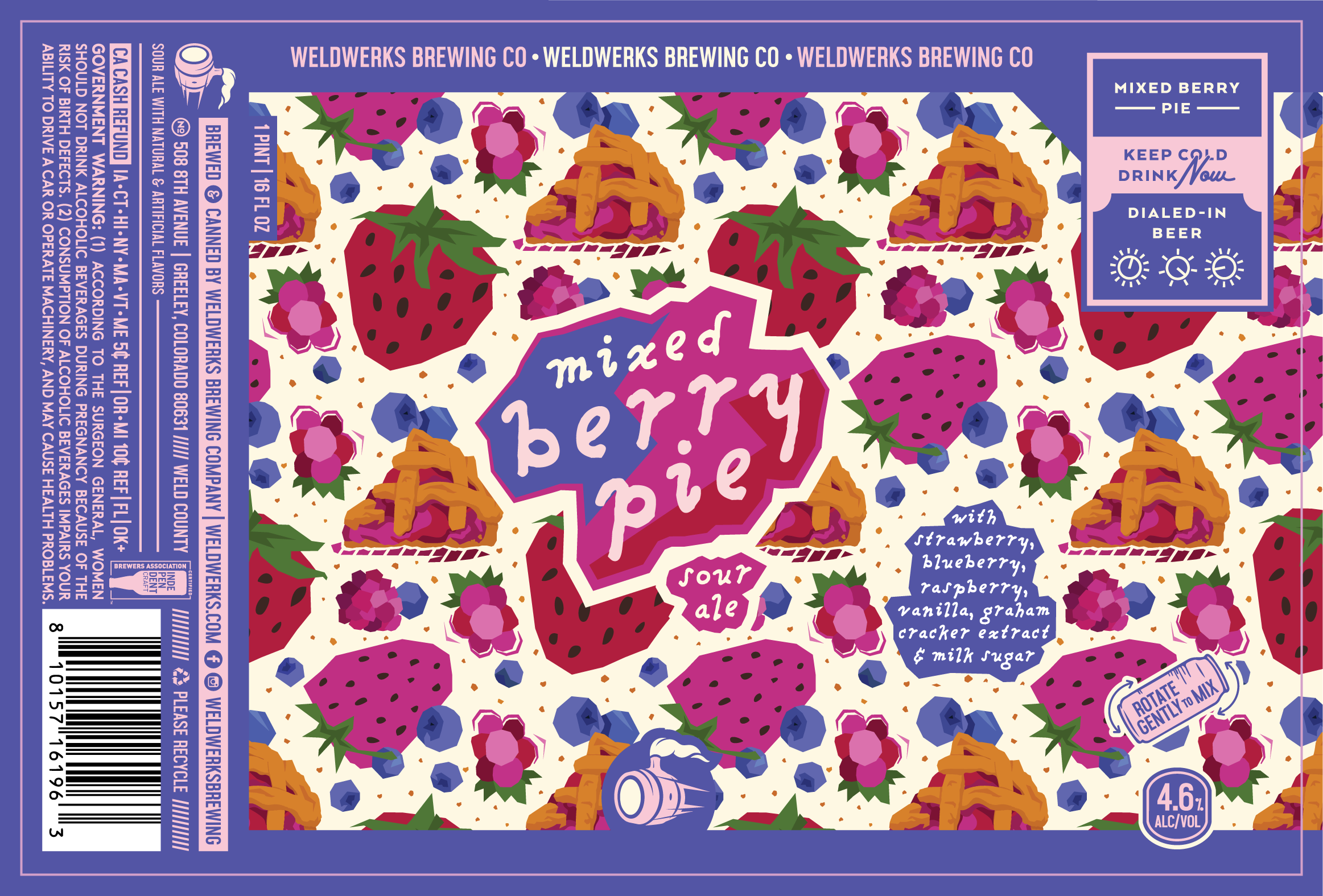 TABC label artwork for Mixed Berry Pie