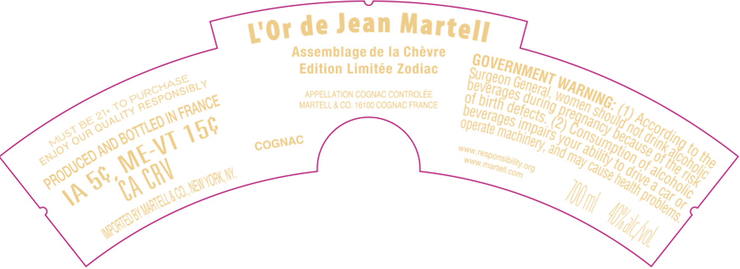 TABC label artwork for L'or de Jean Martell Assemblage de la Chevre Edition Limitee Zodiac