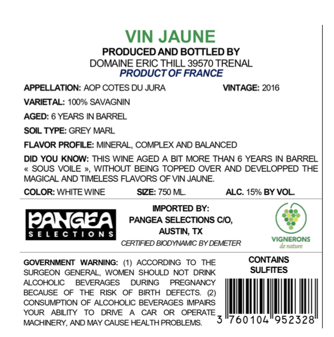 TABC label artwork for LES GRANDES VIGNES - DOMAINE ERIC THILL