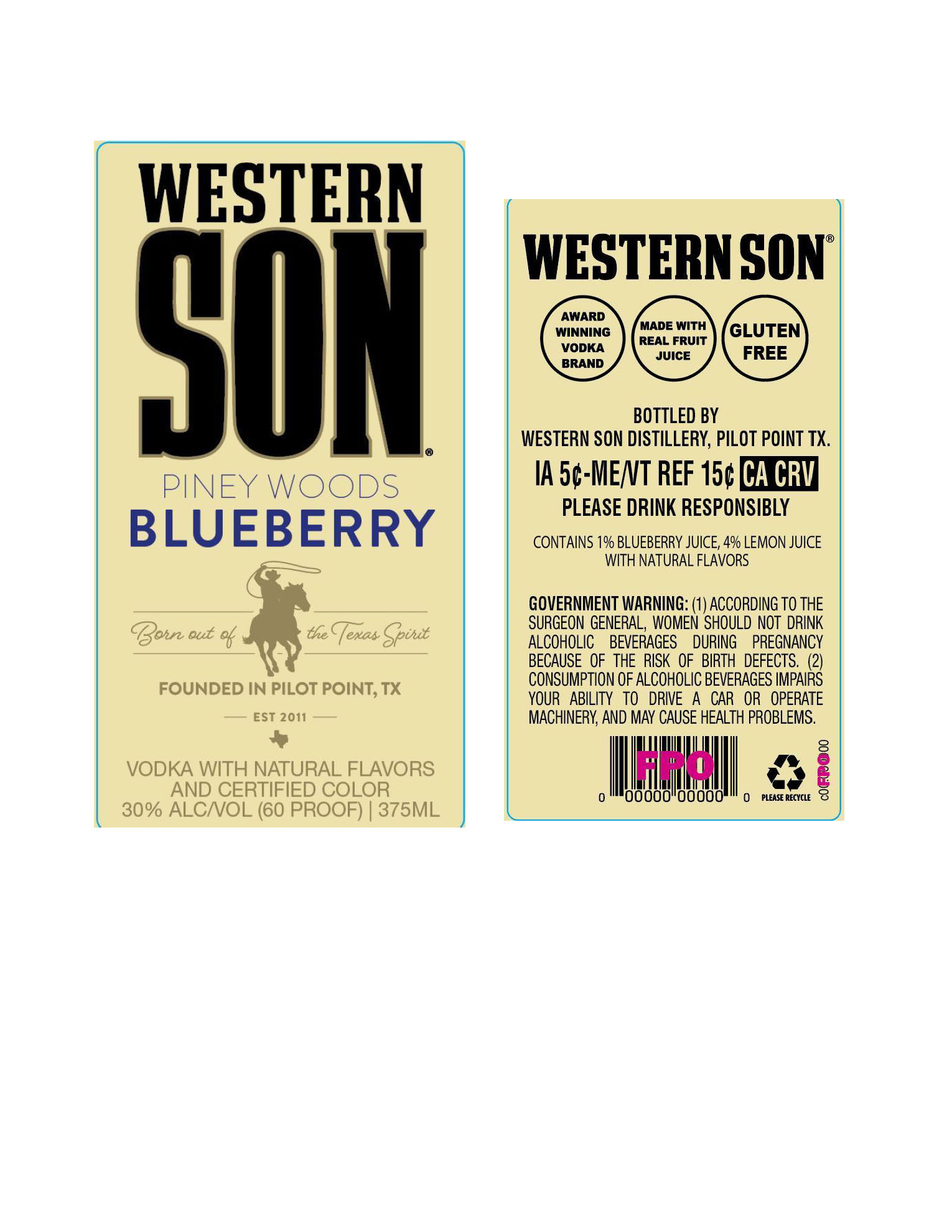 TABC label artwork for Western Son Piney Woods Blueberry