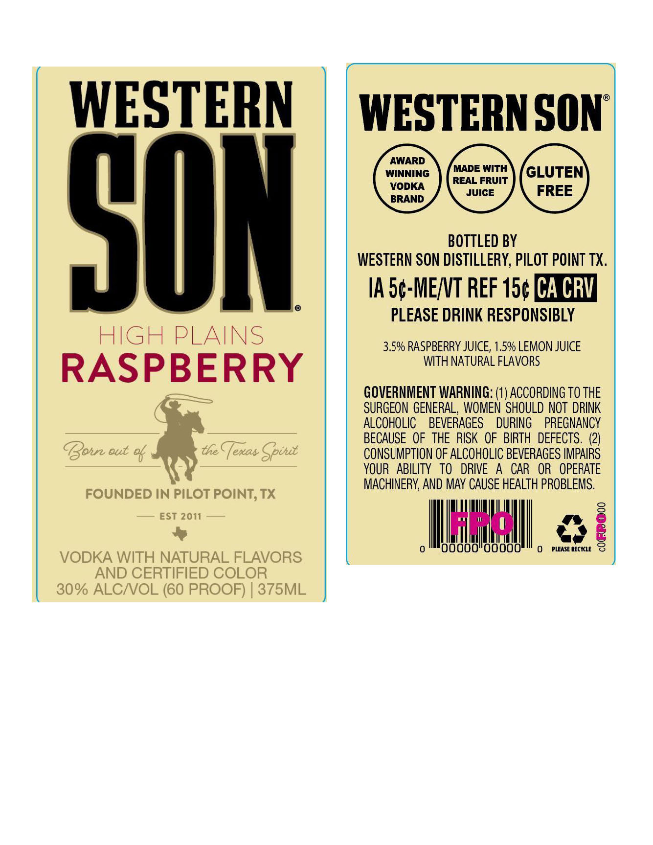 TABC label artwork for Western Son High Plains Raspberry