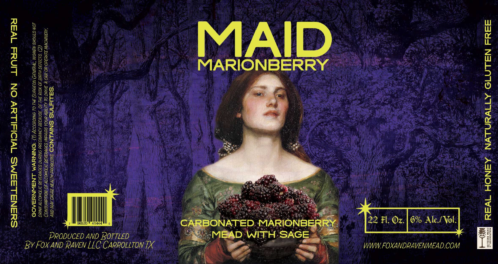 TABC label artwork for MAID MARIONBERRY CARBONATED MARIONBERRY MEAD WITH SAGE