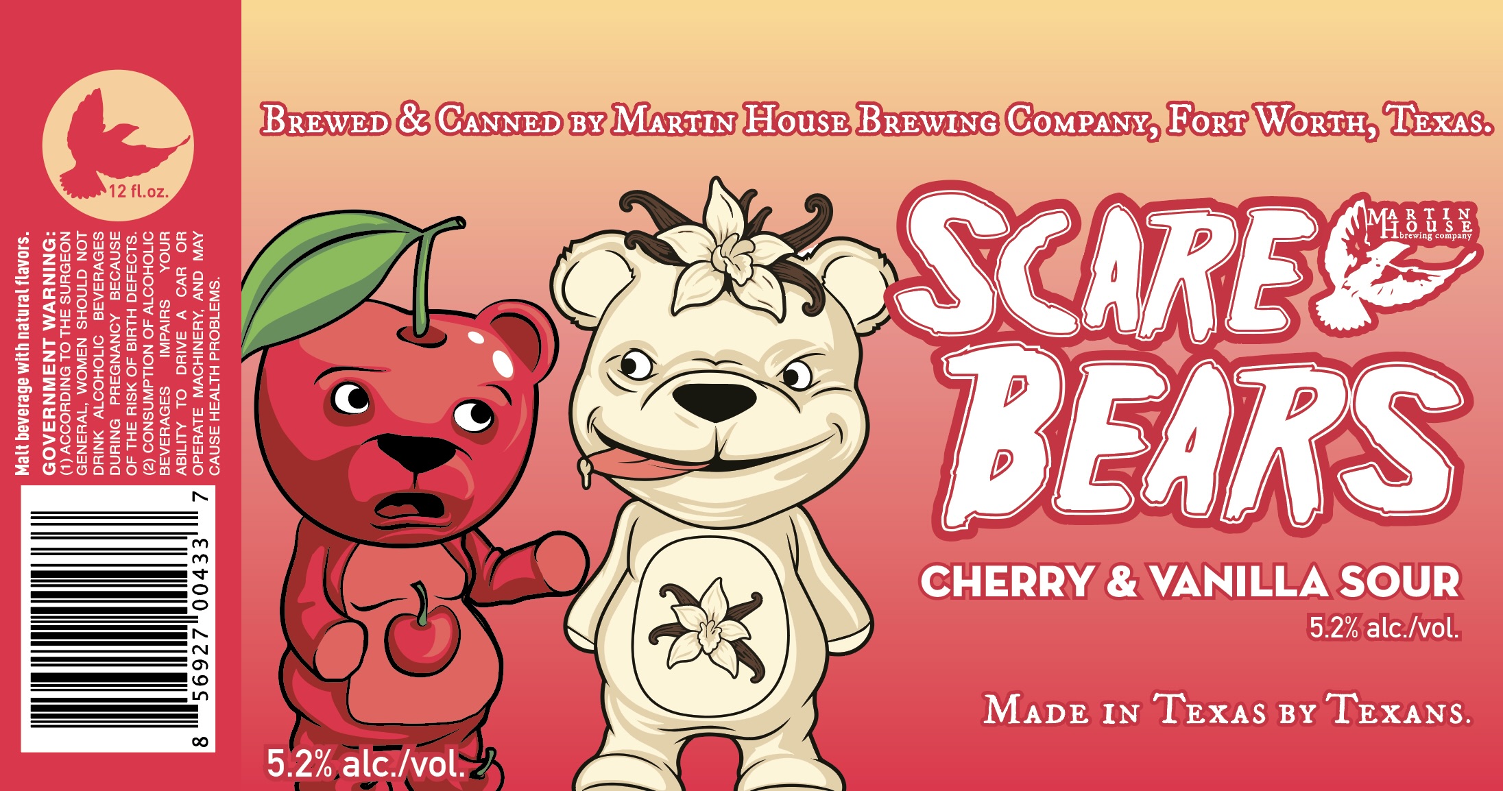 TABC label artwork for Scare Bears: Cherry and Vanilla Can