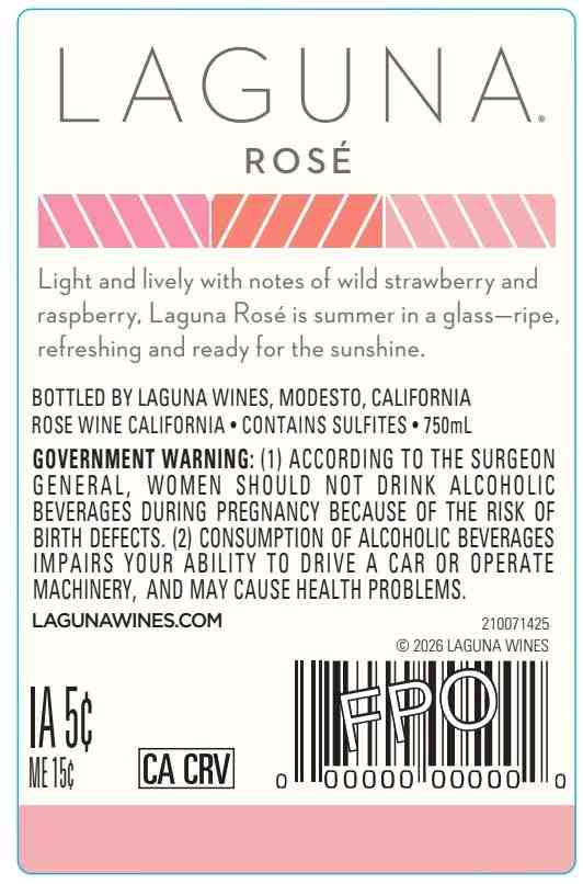 TABC label artwork for Laguna Rosé California