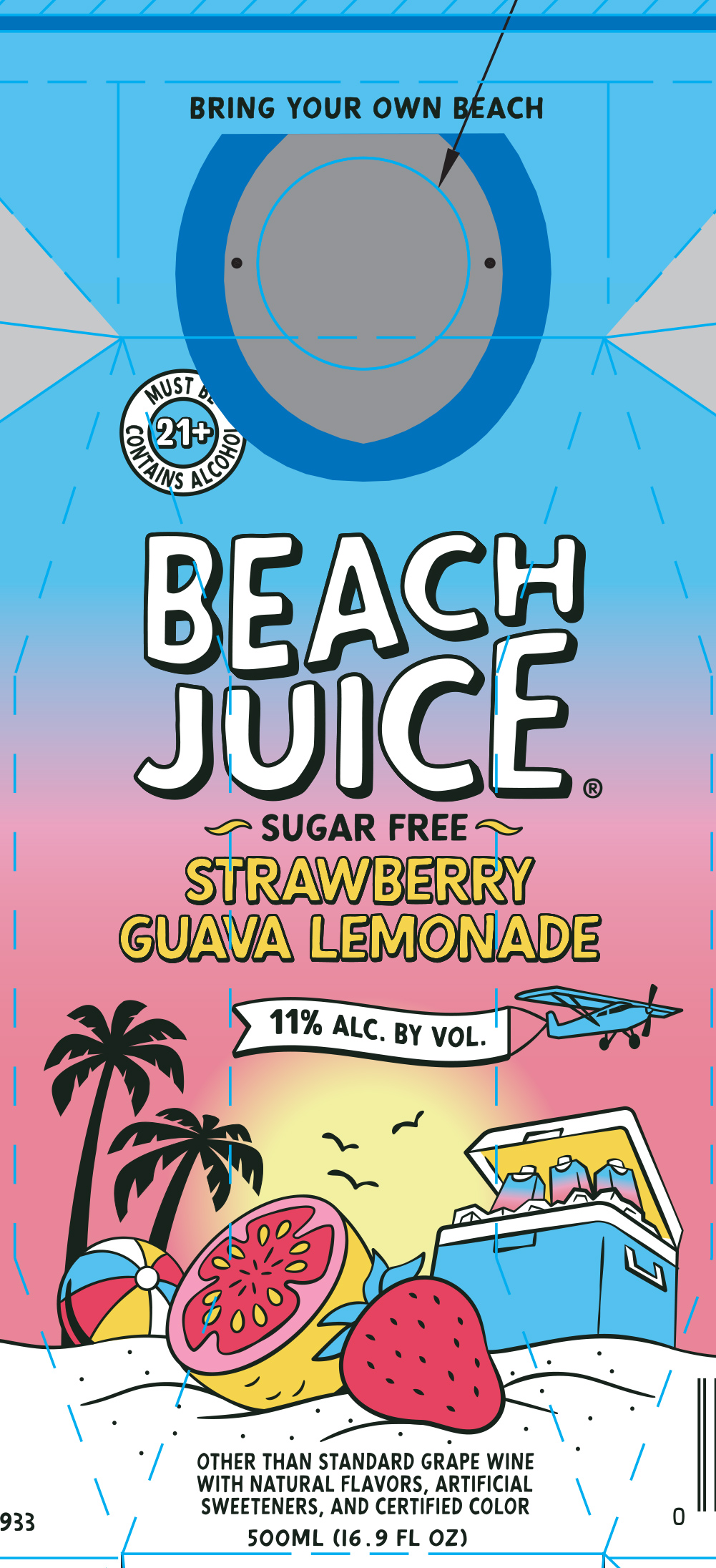 TABC label artwork for Beach Juice Strawberry Guava Lemonade