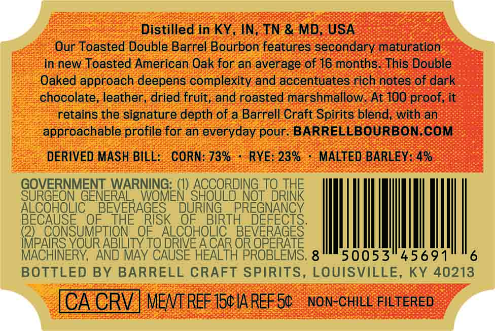 TABC label artwork for Barrell Foundation Toasted Double Barrel Bourbon