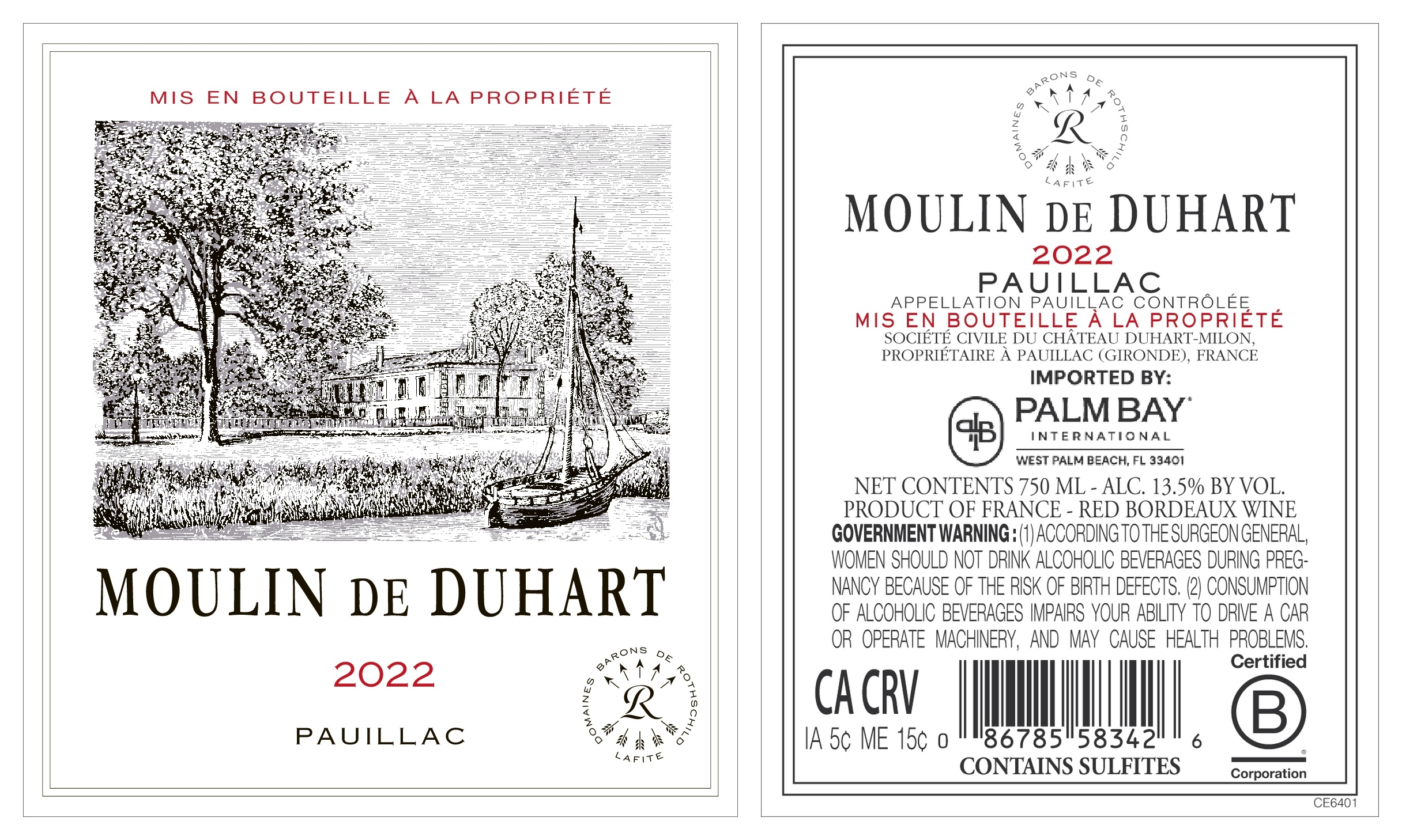 TABC label artwork for MOULIN DE DUHART PAUILLAC
