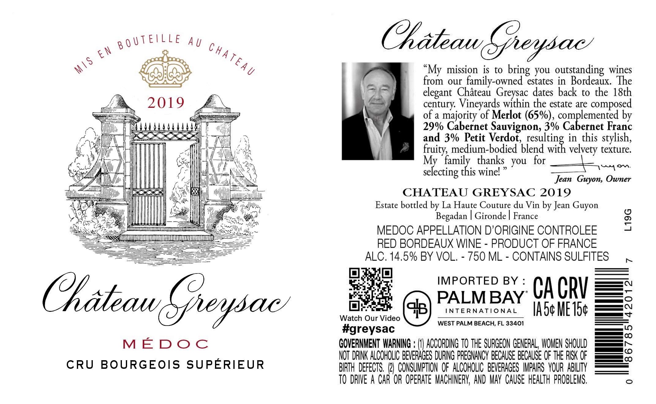 TABC label artwork for CHATEAU GREYSAC CRU BOURGEOIS