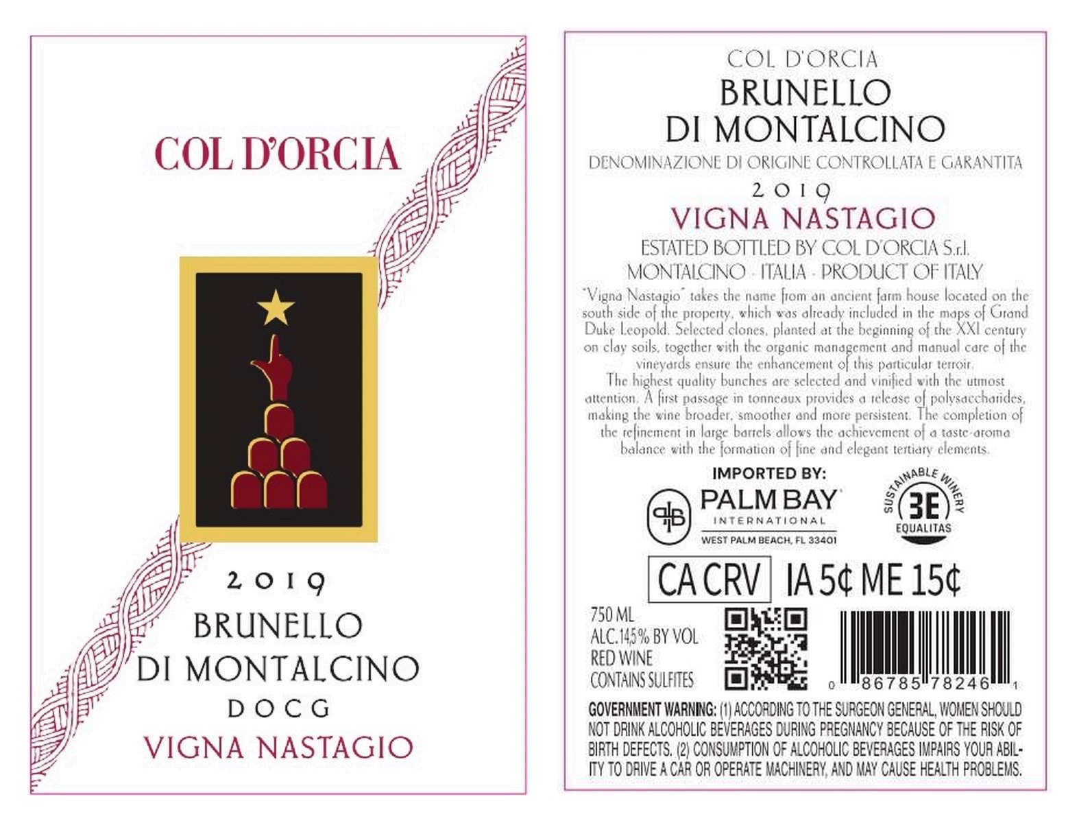 TABC label artwork for COL D'ORCIA BRUNELLO DI MONTALCINO NASTAGIO