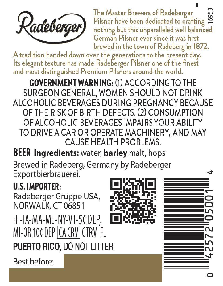 TABC label artwork for Radeberger Pilsner