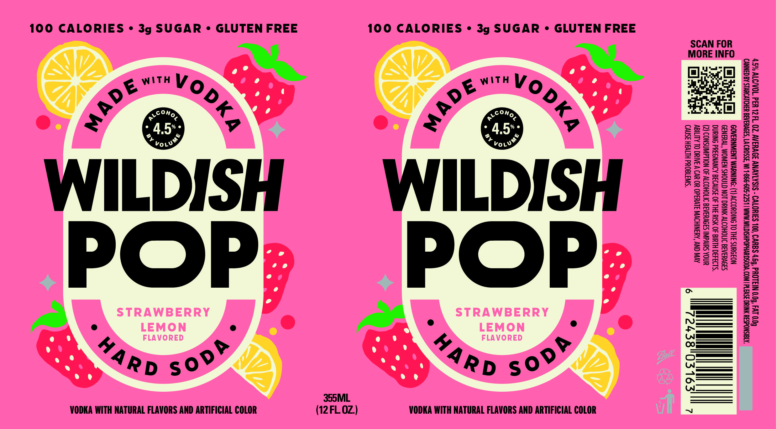 TABC label artwork for Wildish Pop Strawberry Lemon Hard Soda