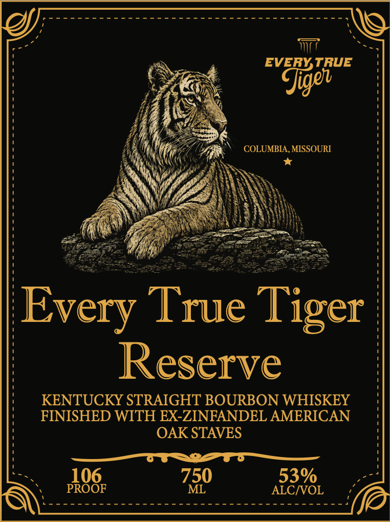 TABC label artwork for Every True Tiger Reserve Kentucky Straight Bourbon Whiskey