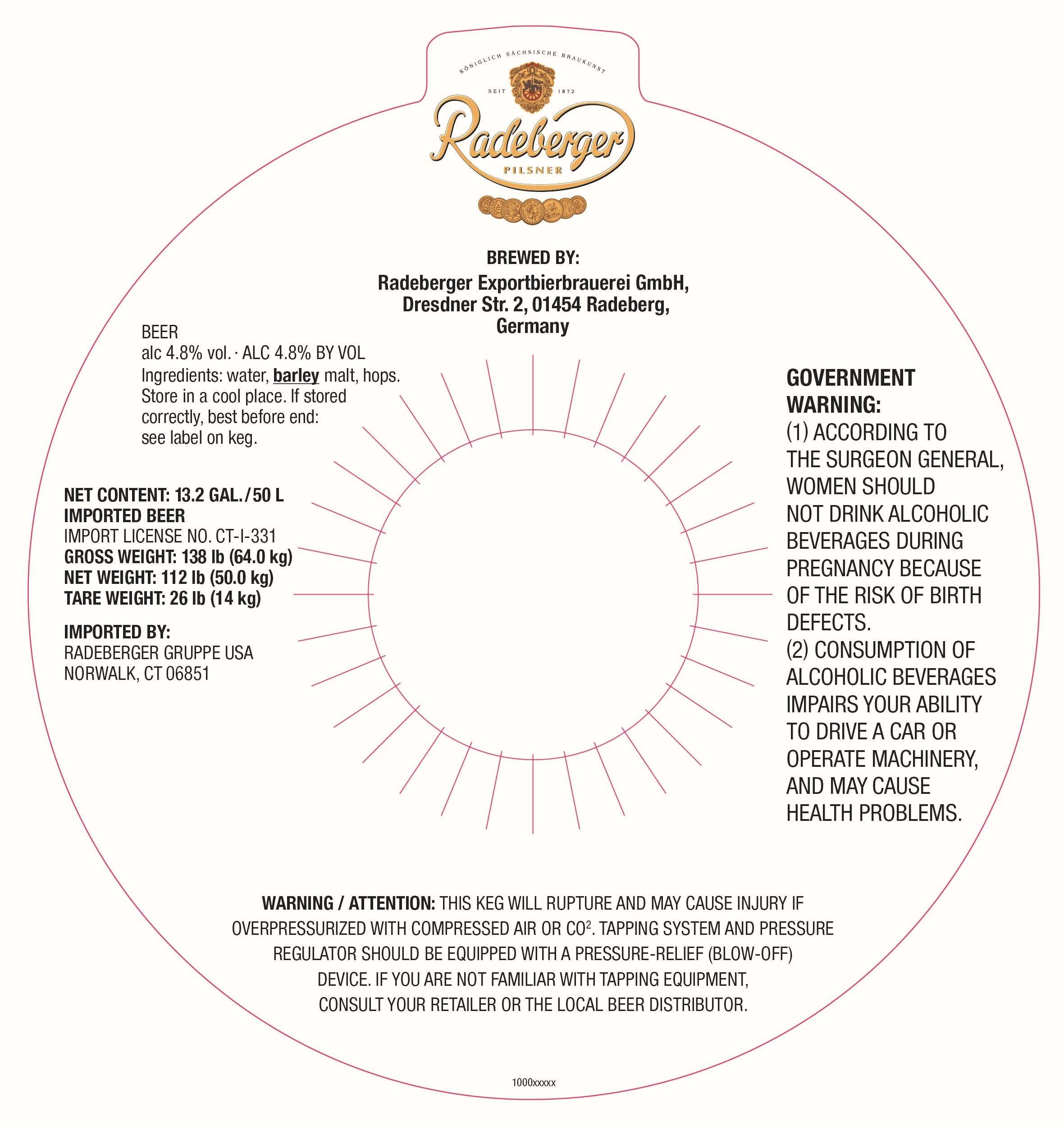 TABC label artwork for Radeberger Pilsner