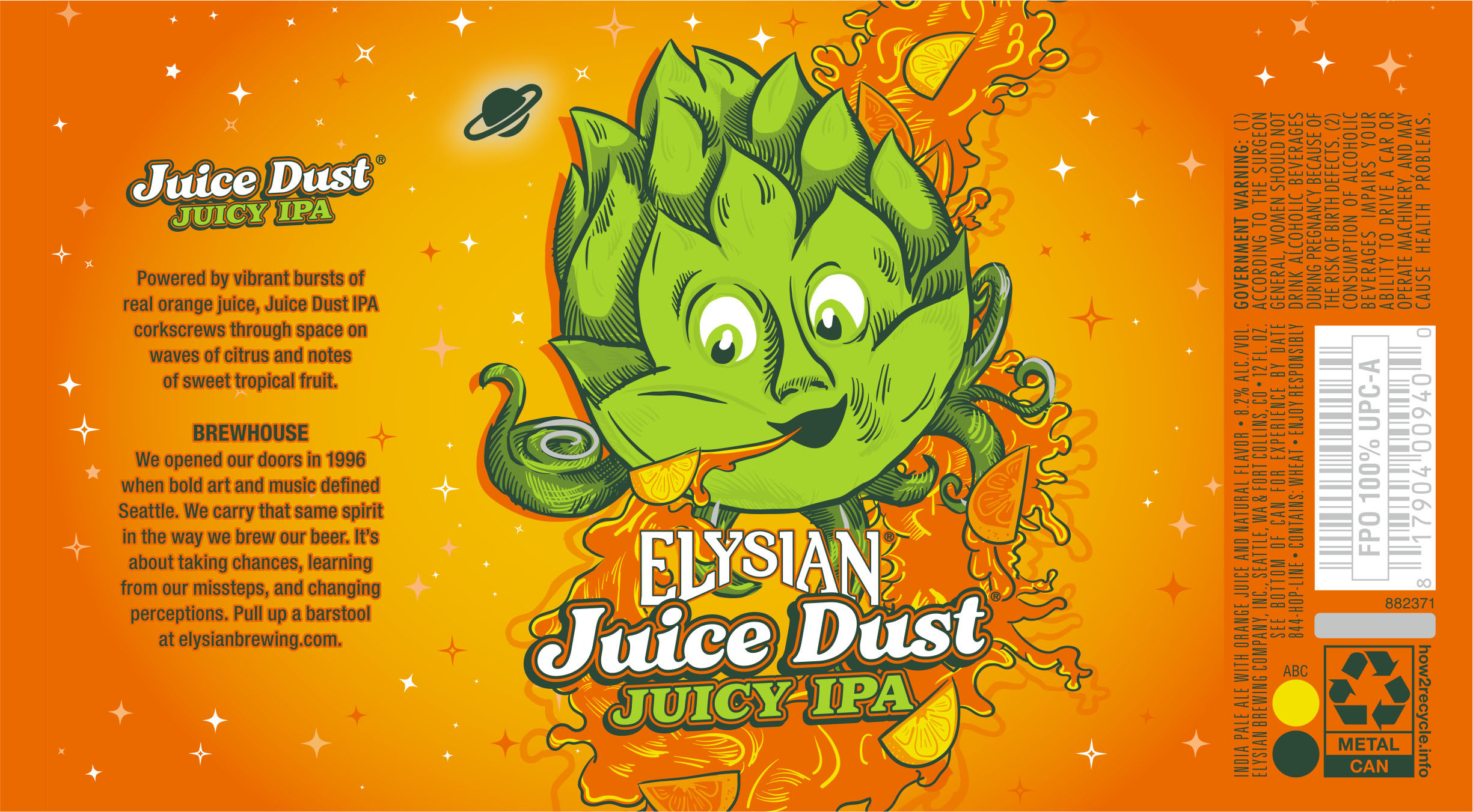 TABC label artwork for ELYSIAN JUICE DUST 12 OZ. CAN REVISION