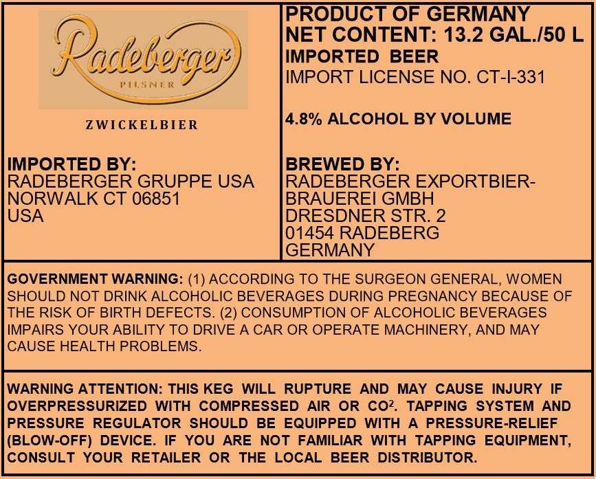 TABC label artwork for Radeberger Pilsner Zwickelbier