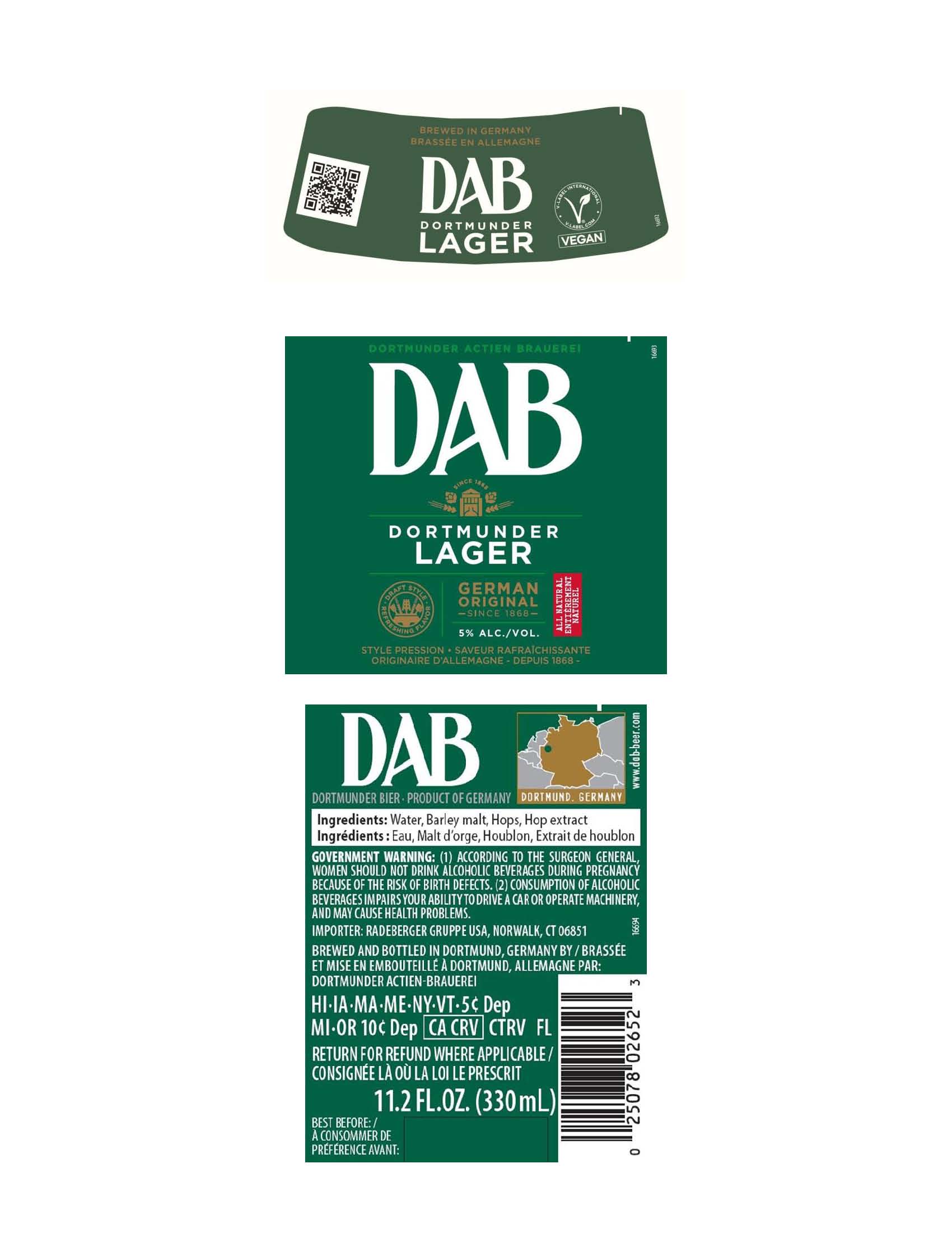 TABC label artwork for DAB Dortmunder Lager
