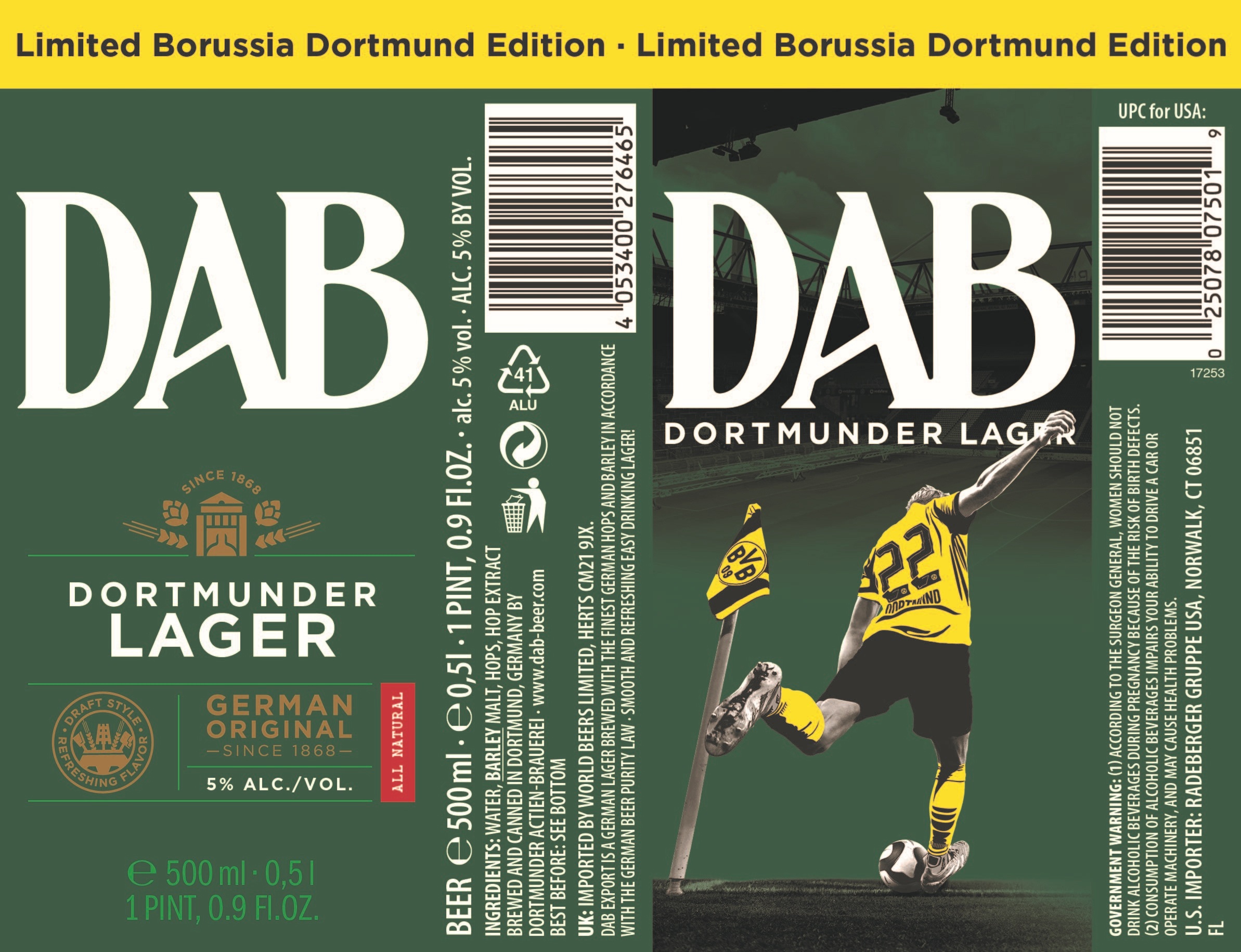 TABC label artwork for DAB Dortmunder Lager