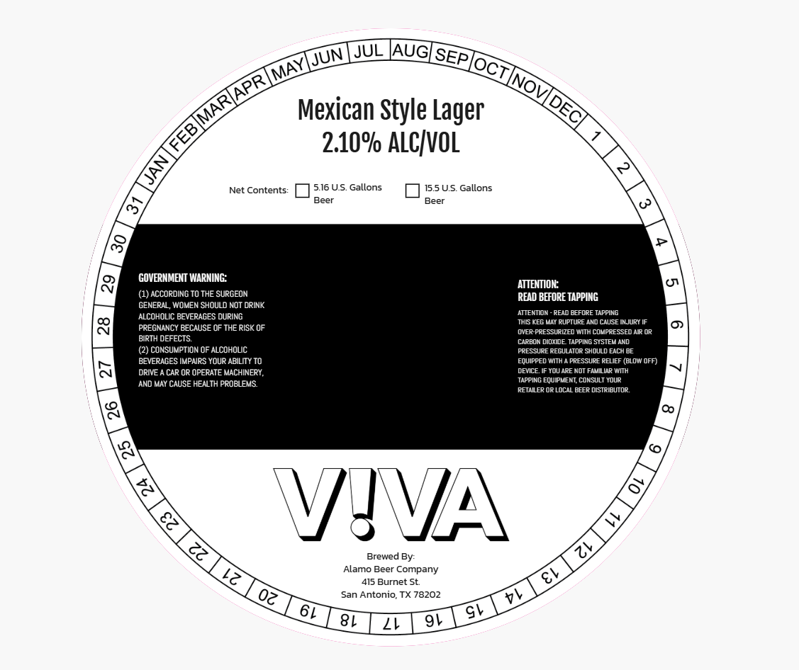 TABC label artwork for V!VA Mexican Style Lager