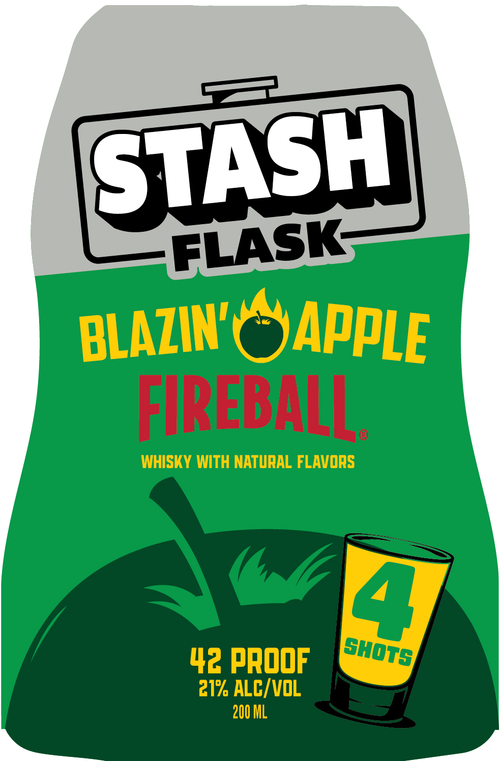 TABC label artwork for Fireball Stash Flask Blazin' Apple 42 Proof