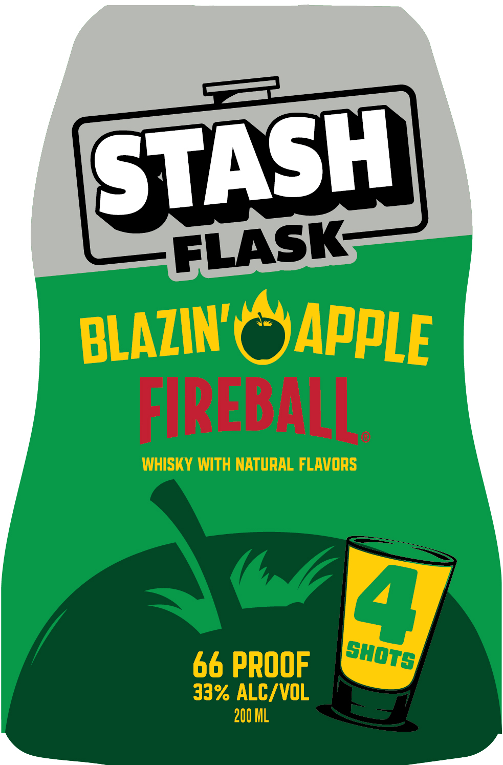 TABC label artwork for Fireball Stash Flask Blazin' Apple 66 Proof