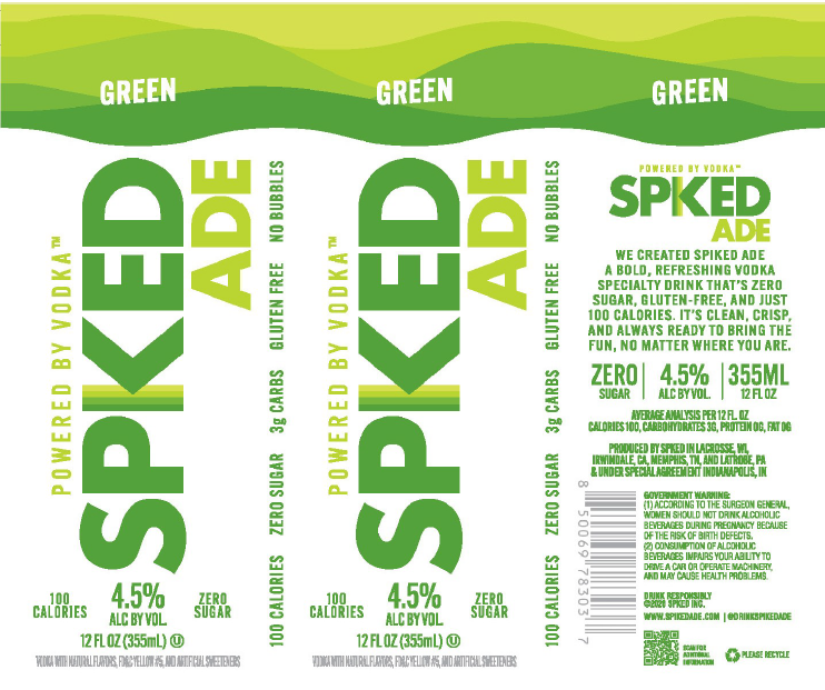 TABC label artwork for SPKED ADE GREEN