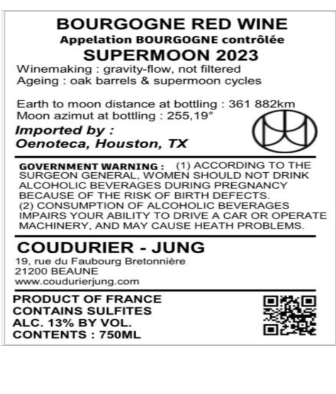 TABC label artwork for COUDURIER JUNG SUPERMOON RED