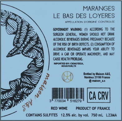 TABC label artwork for MAISON A&S LE BAS DES LOYERES
