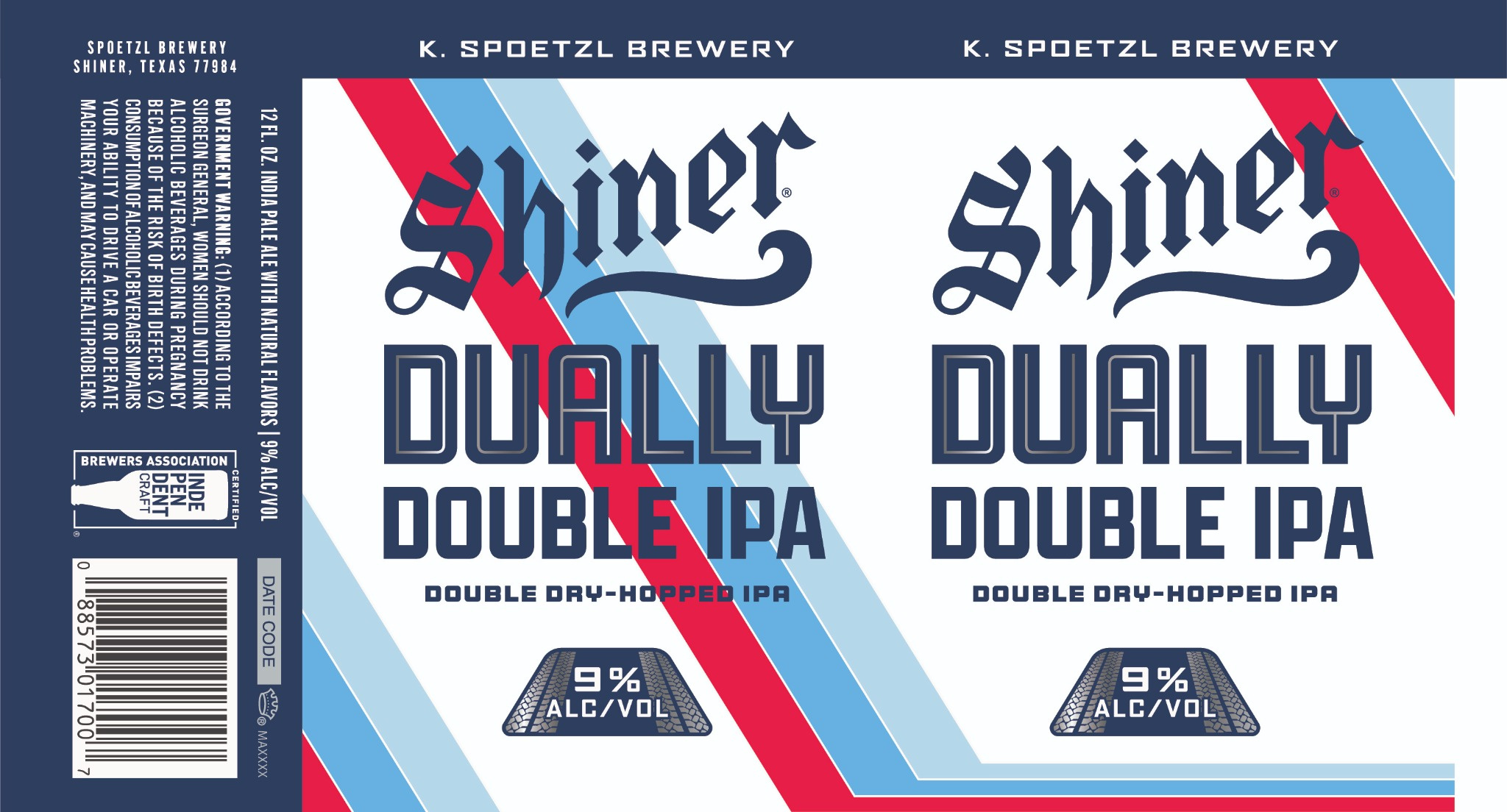 TABC label artwork for Shiner Dually Double IPA