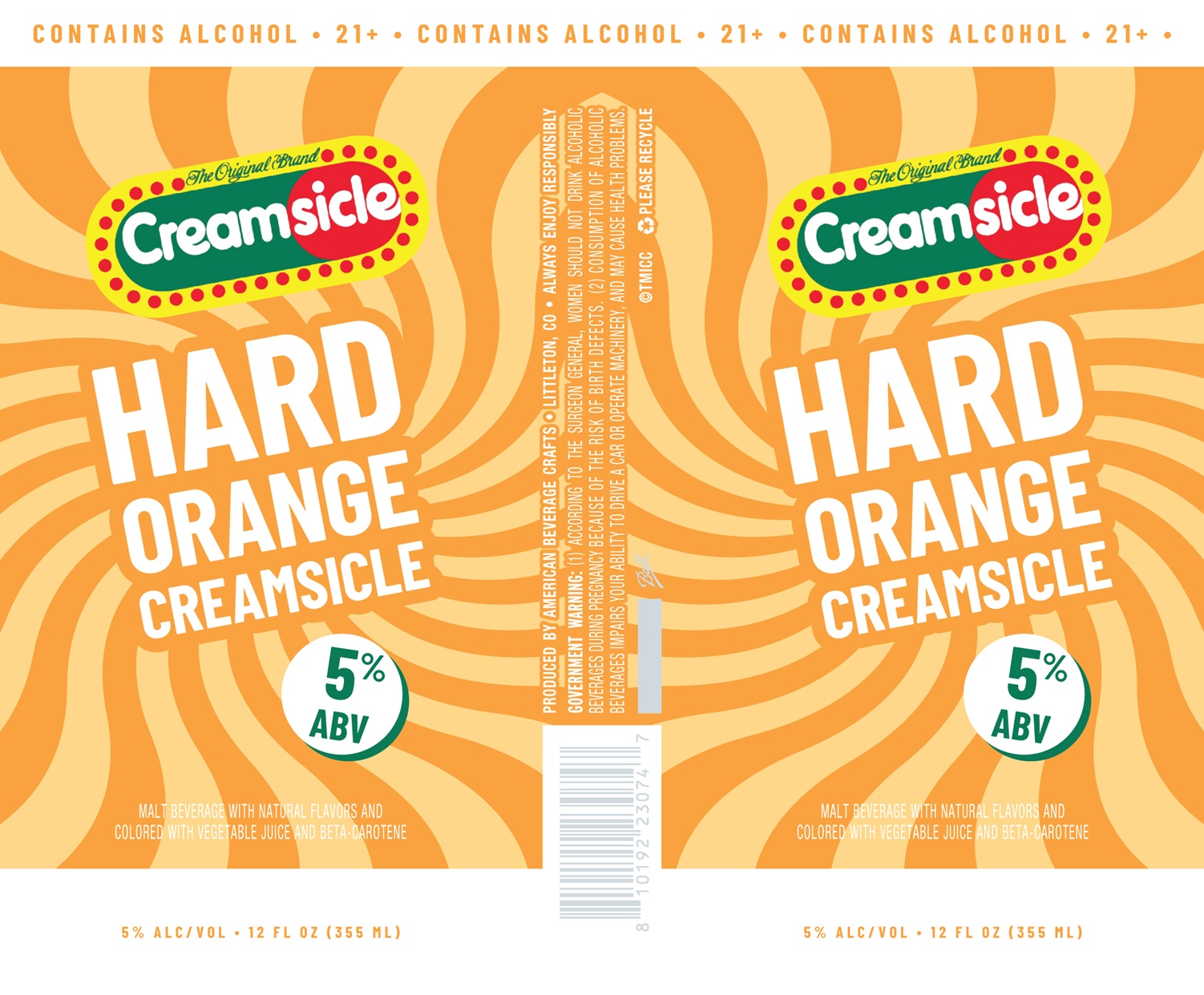 TABC label artwork for Creamsicle Hard Orange Creamsicle