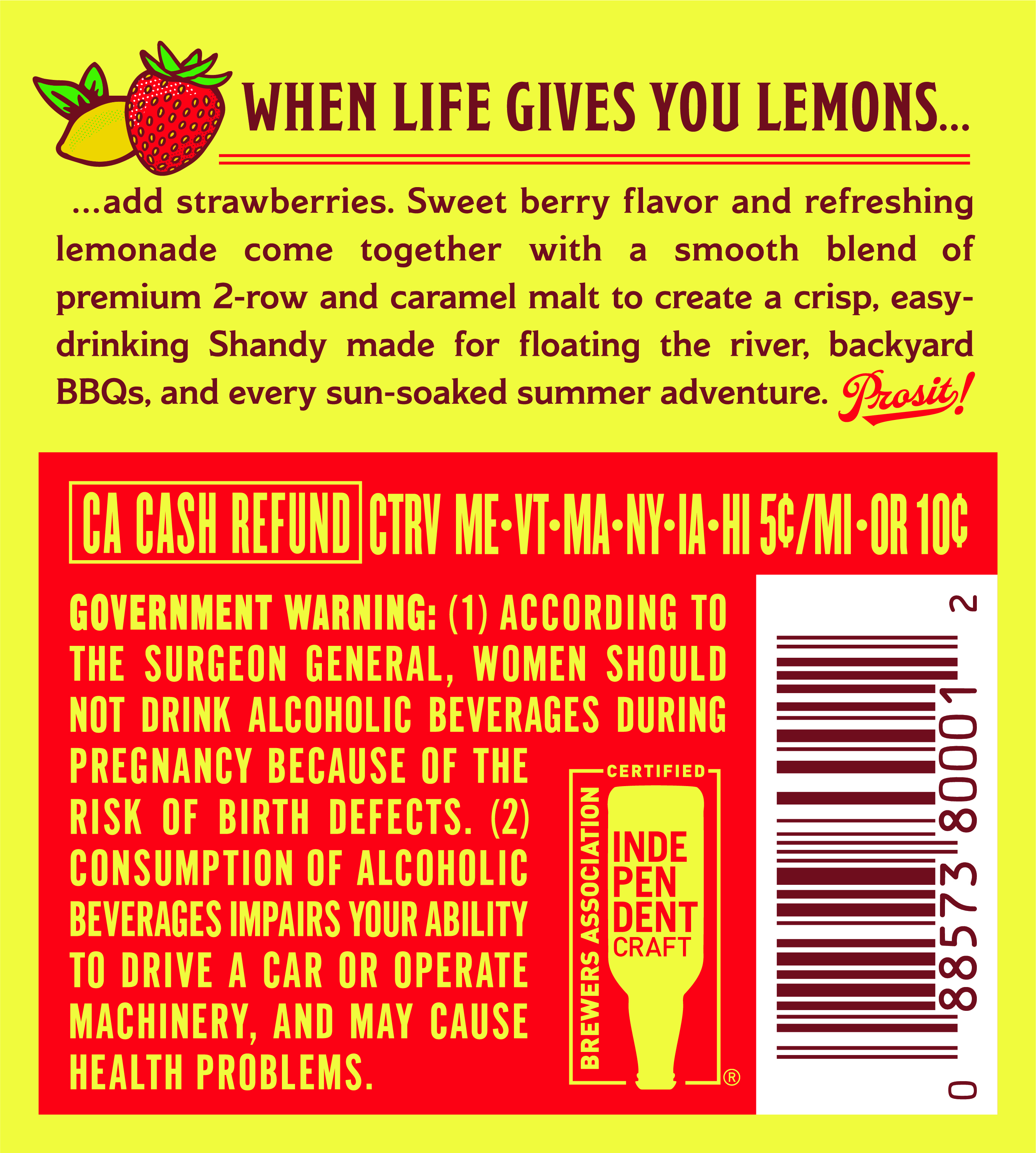 TABC label artwork for Shiner Strawberry Lemonade Shandy