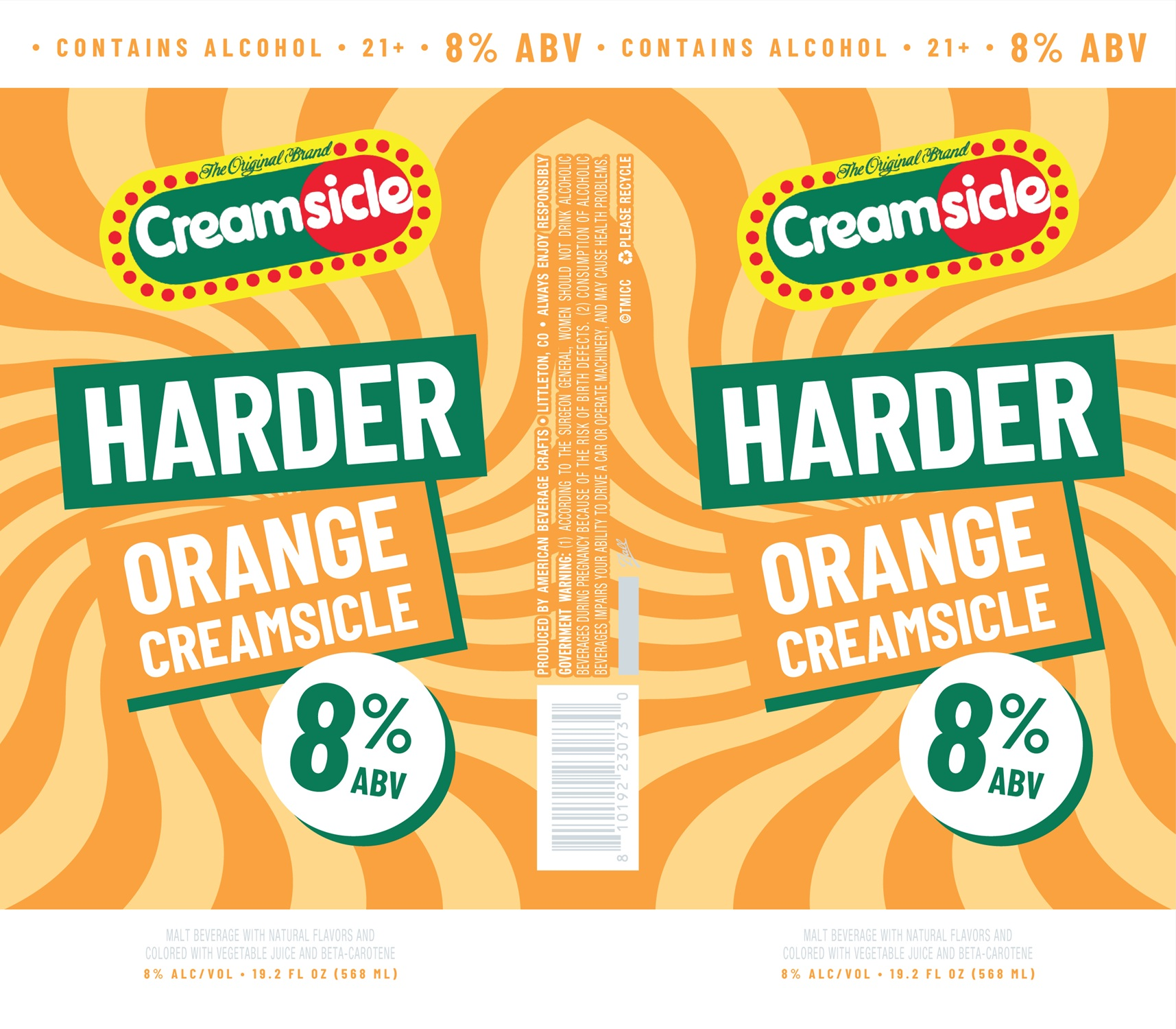 TABC label artwork for Creamsicle HardER Orange Creamsicle