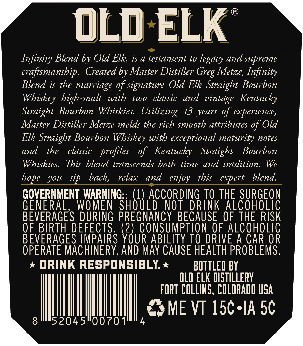 TABC label artwork for Old Elk Infinity Blend