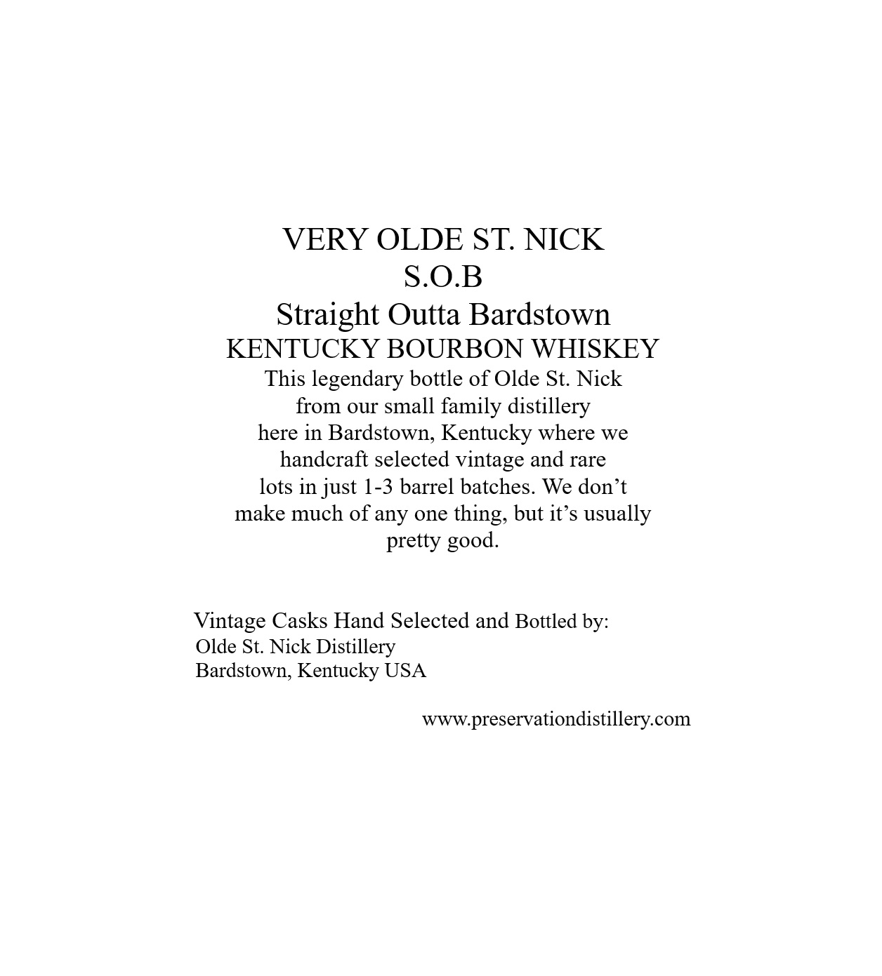 TABC label artwork for Very Olde St. Nick Straight Outta Bardstown 2026