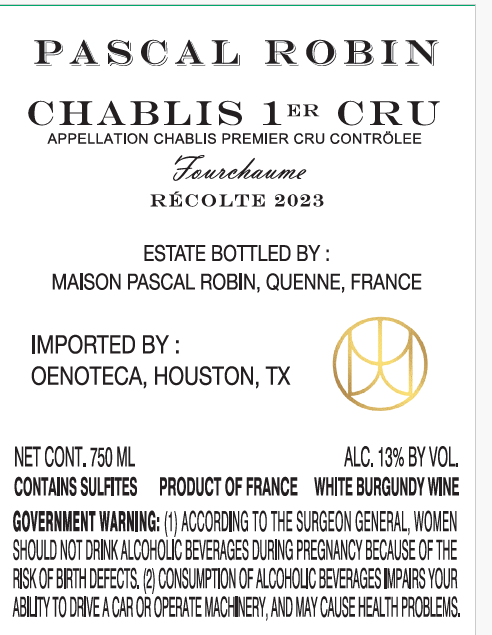 TABC label artwork for PASCAL ROBIN FOURCHAUME