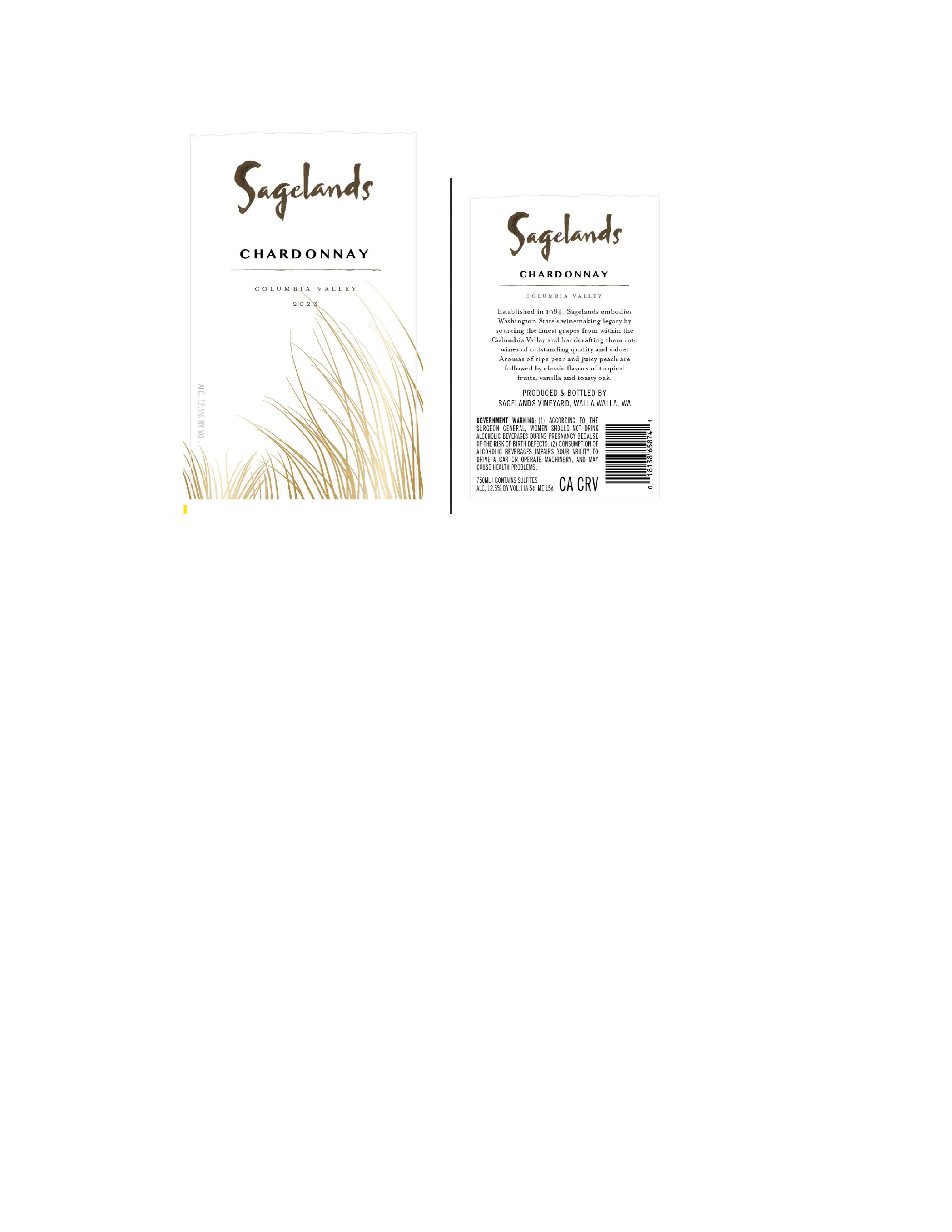 TABC label artwork for Sagelands Chardonnay