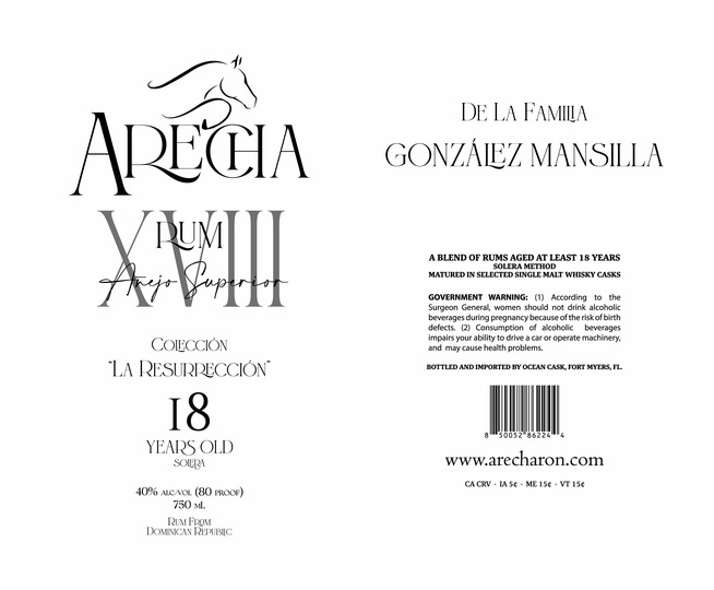 TABC label artwork for RON ARECHA 18
