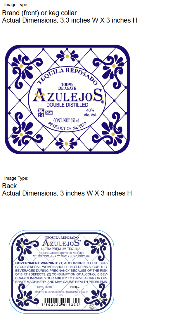 TABC label artwork for Azulejos Classic- Reposado Tequila