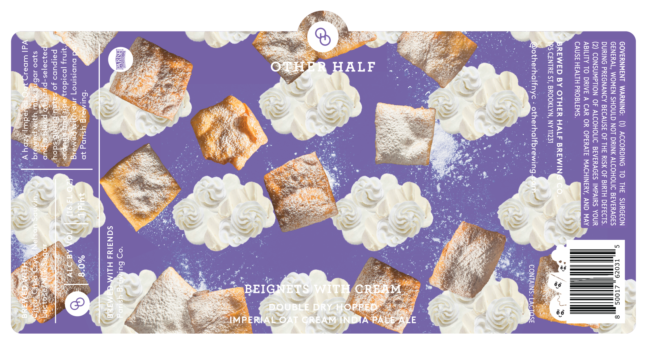 TABC label artwork for Beignets with Cream