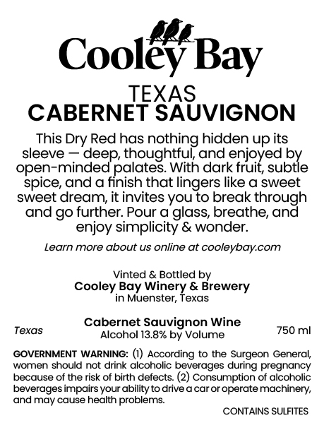 TABC label artwork for COOLEY BAY WINERY & BREWERY CABERNET SAUVIGNON