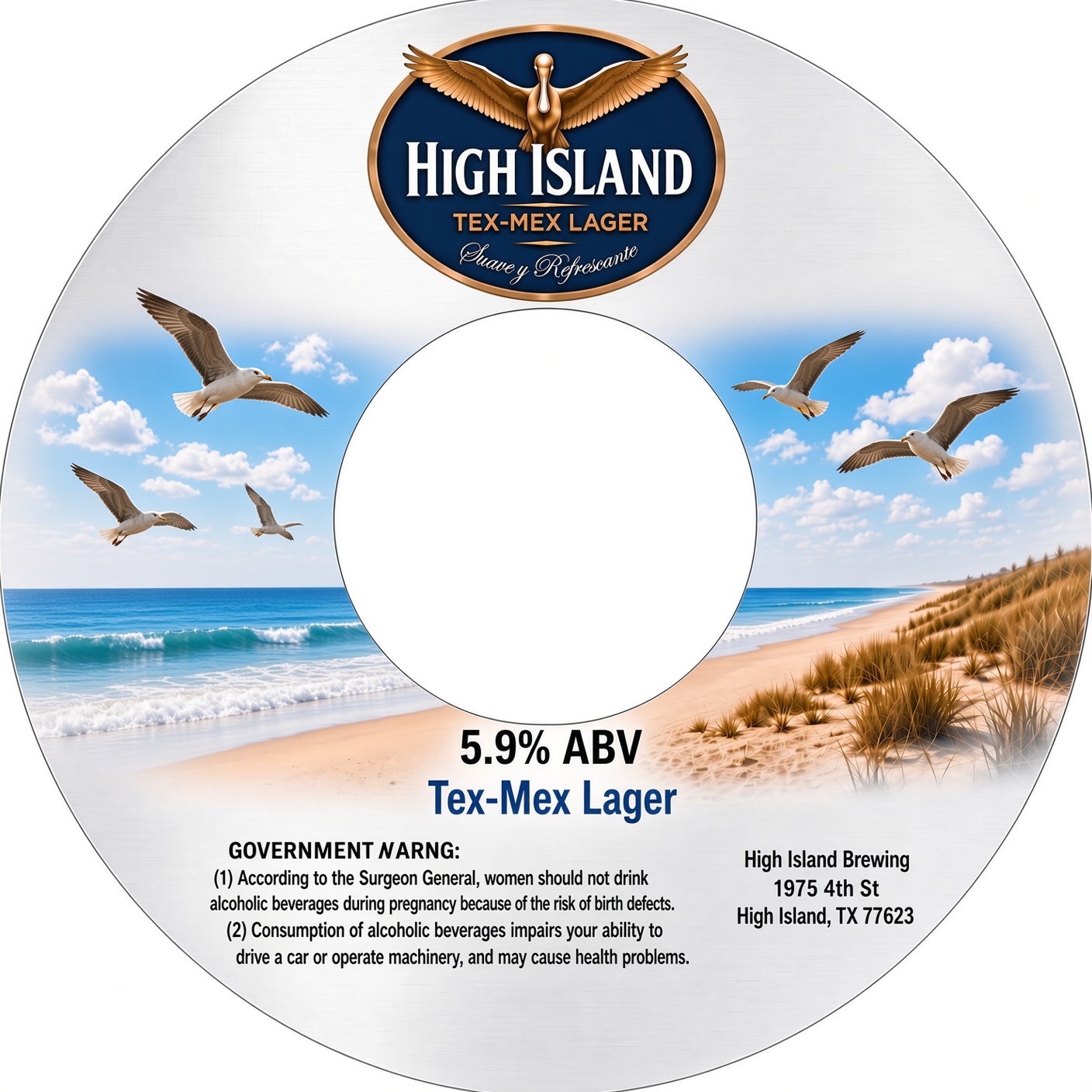 TABC label artwork for High Island Tex-Mex Lager